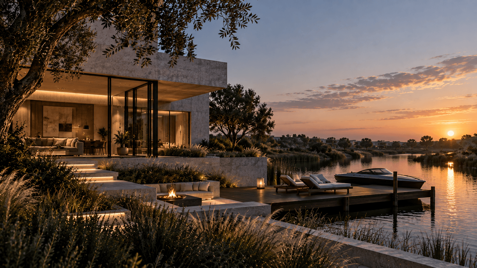 Casa Litoral junto al agua, el muelle y la embarcación